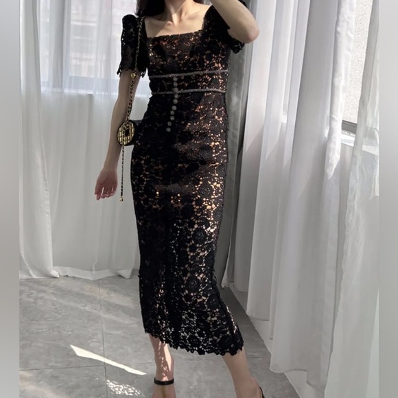 Self-Portrait Lace Midi Dress - Picture 1 of 7